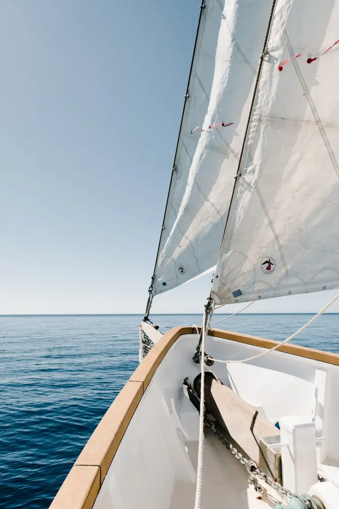 sailing boat with old sails